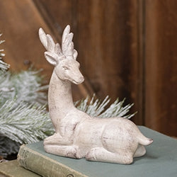 White Distressed Resin Side-Look Reindeer - 4.5"