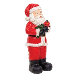 Resin Vintage Santa Holding Poinsettias - 6.75"H
