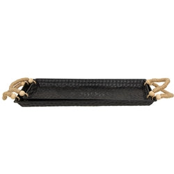 2/Set - Black Hammered Metal Rectangle Trays