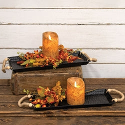 2/Set - Black Hammered Metal Rectangle Trays