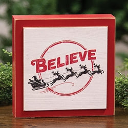 Believe Santa & Sleigh Layered Box Sign