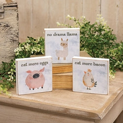No Drama Funny Farm Block - 4" Sq. - 3 Asstd.