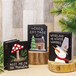 Cozy Woodland Eve Wooden Book Box - 3 Asstd.