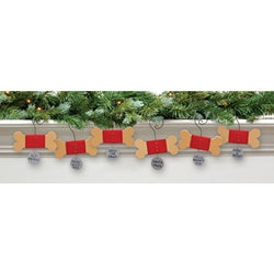 Wooden Dog Bone w/Tag Ornament - 6 Asstd.