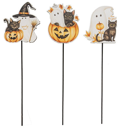 Spooky Boo Wooden Plant Poke - 3 Asstd.