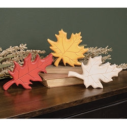 3/Set - Hand Carved Wooden Fall Leaf Sitters