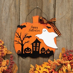 Happy Halloween Pumpkin Town Hanger