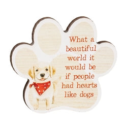 Santa Paws Wooden Pawprint Magnet - 4 Asstd.