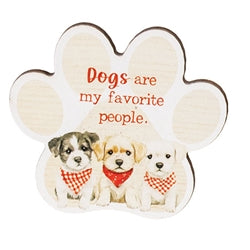 Santa Paws Wooden Pawprint Magnet - 4 Asstd.