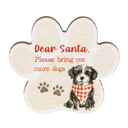 Santa Paws Wooden Pawprint Magnet - 4 Asstd.