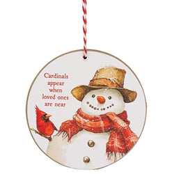 Always With You Snowman & Cardinal Round Ornament - 3 Asstd.
