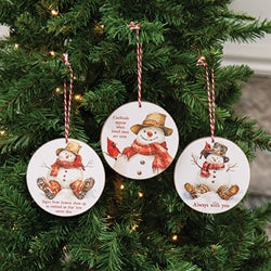 Always With You Snowman & Cardinal Round Ornament - 3 Asstd.