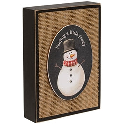 Layered Winter's Night Snowman Burlap Box Sign - 3 Asstd.