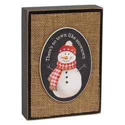 Layered Winter's Night Snowman Burlap Box Sign - 3 Asstd.