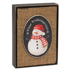 Layered Winter's Night Snowman Burlap Box Sign - 3 Asstd.