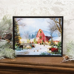 Winter Farm Animal Friends Framed Canvas - 10.5" x 8.5"