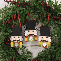 Layered Wooden Nutcracker Bust Ornament - 3 Asstd.