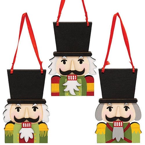 Layered Wooden Nutcracker Bust Ornament - 3 Asstd.