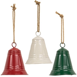 Painted Metal Christmas Bell Ornament Medium 3 Asstd.