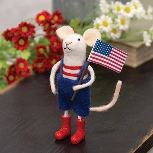 Americana Party Mr. Mouse Felted Ornament