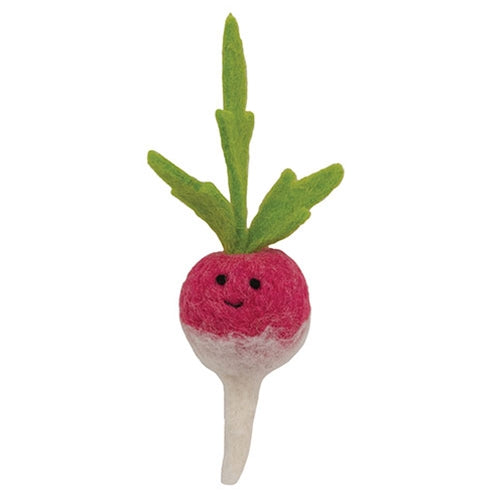 Smiling Radish Felted Ornament
