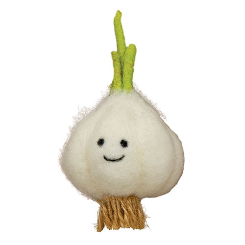 Smiling Garlic Felted Ornament