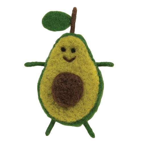 Smiling Avocado Felted Ornament