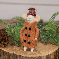 Felted Mouse in Tan Coat Ornament