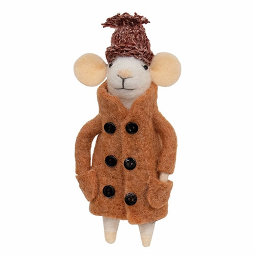Felted Mouse in Tan Coat Ornament