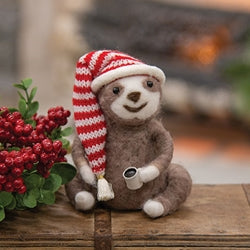 Sloth with Coffee Felted Ornament
