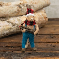 Lumberjack Mouse Felted Ornament