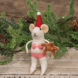 Christmas Bikini Mouse Felted Ornament
