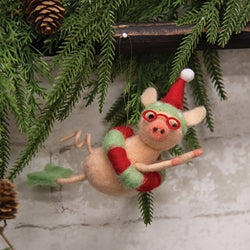 Beach Pig Felted Ornament