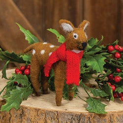 Deer with Scarf Felted Ornament