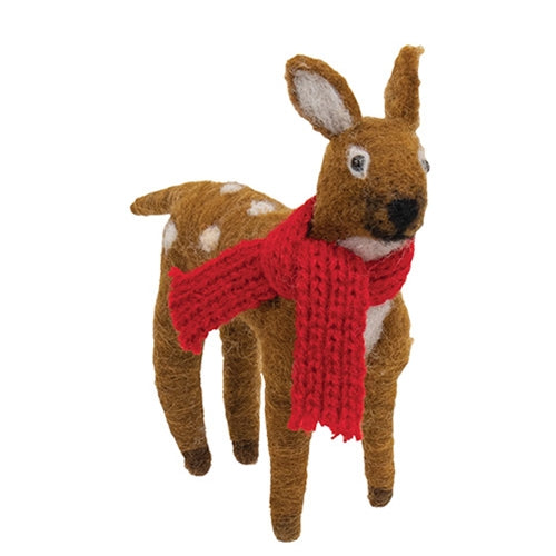 Deer with Scarf Felted Ornament
