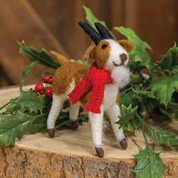 Billy Goat w/ Scarf Felted Ornament