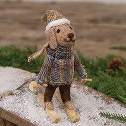 Ski Chalet Dog Felted Ornament