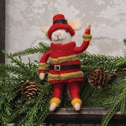 Fireman Mouse Felted Ornament