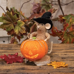 Halloween Mouse Felted Ornament w/LED Light