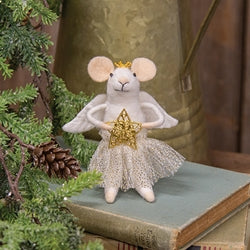 Angel Mouse w/Star Felted Ornament