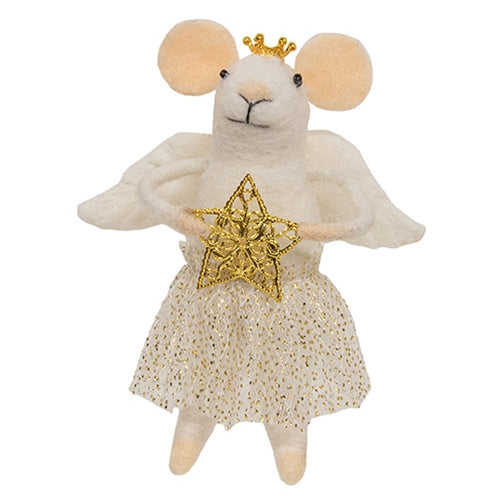 Angel Mouse w/Star Felted Ornament