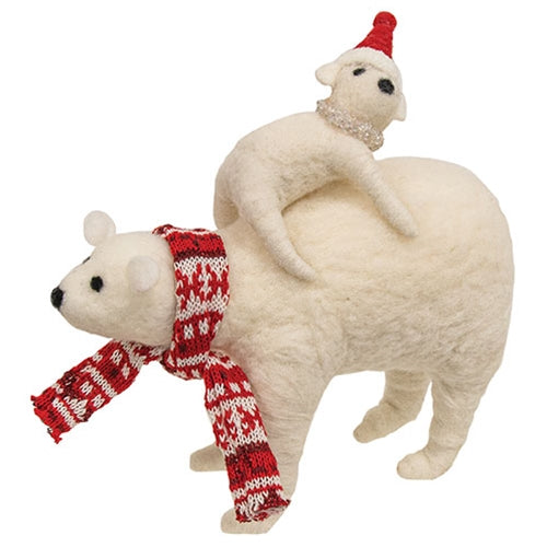 Felted Polar Bear Mama and Cub
