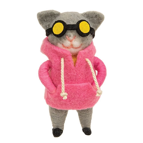 Hipster Cat Felted Ornament