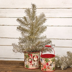 2/Set - Vintage Christmas Postcard Buckets