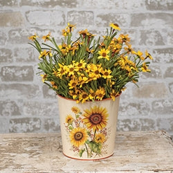Fall Sunflowers & Berries Metal Bucket