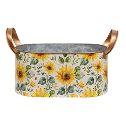 2/Set - Oval Metal Sunflowers Buckets With Handles