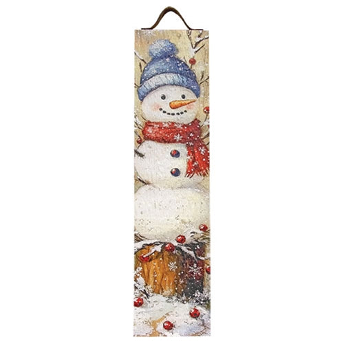 Blue Hat Snowman Porch Sign - 5-1/2 In x 23 In H