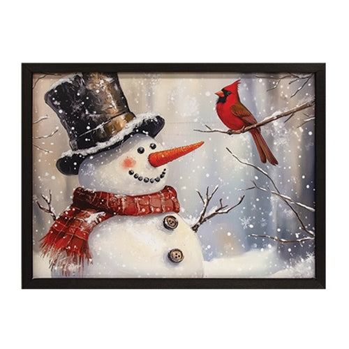 Snowman & Cardinal Box Frame - 18x24