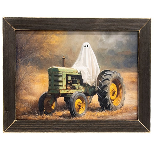 Ghost On Green Tractor Framed Print - 12x16