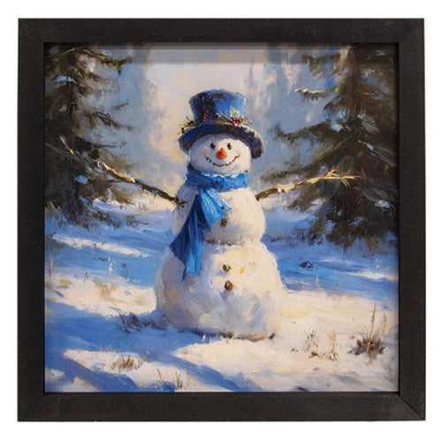 Blue Cheerful Snowman Box Frame - 12" Sq.